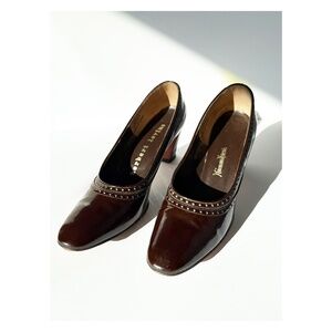 Herbert Levine Chocolate Brown Patent Leather Pumps Size 8.5 AAA